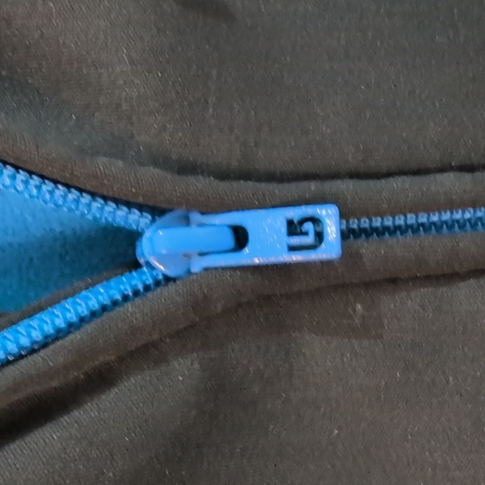 Burton Black & Blue Full zip Fleece Lined Hoodie OverSize S Pit To Pit 22" - Picture 5 of 6
